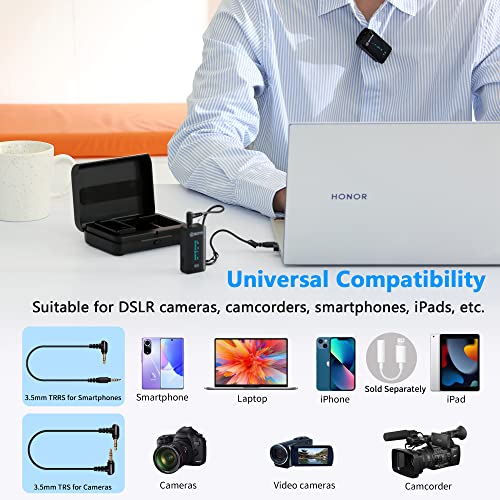 BOYA Wireless Lavalier Microphone, by-XM6 K1 2.4G Compact Professional Lapel Mic with Rechargeable Charging Case for iPhone/iPad/Android/Camera-7HR Battery, 328' Range,LED Display