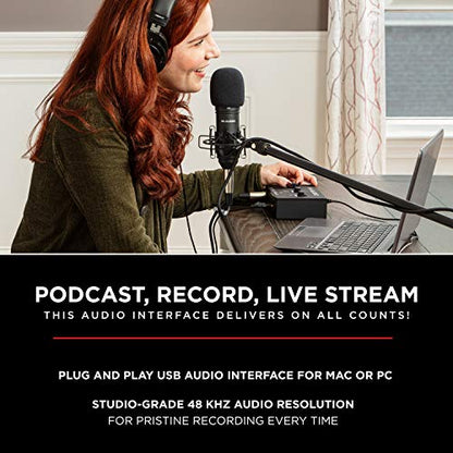 M-Audio Recording, Streaming and Podcasting Bundle – M-Track Solo USB Audio Interface and 120W BX4 Stereo Speakers, Plus a Software Suite Included