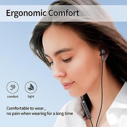 BENEWY Wired Earbuds 3.5mm Magnetic Earphones with Microphone Headphones | Noise lsolating, Clear Stereo, Ergonomic Design for iPhone, iPad,Smartphone, MP3 Players, Laptops and Other Audio Devices - color: Black