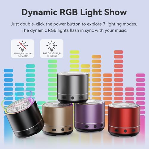 Mini Bluetooth Speaker, 2026 Ultra-Light Mini Bluetooth Speaker, IP7 Waterproof Brief Design, Small Shower Travel Speaker for Outdoor, 8H Playtime, Perfect for Backpacking, Bike, Beach & Gift Gray