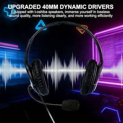 Wired Gaming Headset with Mic for PS5/PS4/Xbox/Switch/PC/Laptop/Tablet/Phone, Over-Ear Headphones with USB-A/C & 3.5mm Jacks/360° Rotating Microphone/In-line Control for Home Office Business Work - style: Double Ear - Flexible Mic