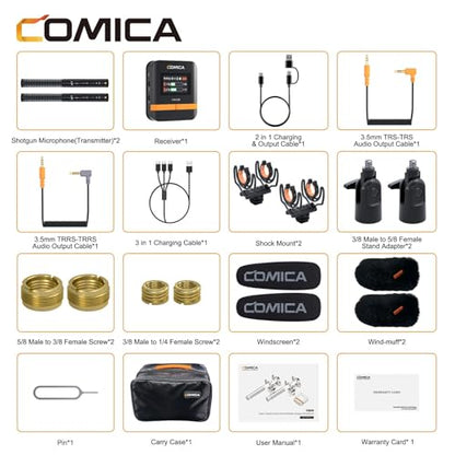 comica VM40 Combo Wireless Shotgun Microphone,2.4G Super Cardioid Polar Pattern,48kHz/32-bit Float Recording,Wired/Wireless Dual Modes,32G On-Board Recording Mic(VM 30 Upgraded Version) - size: Comica CVM-VM40 Combo