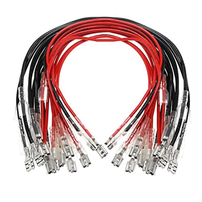 30Pcs 6.3mm Double Head Crimp Terminal Wire 15Red+15Black 11.82" | Tin-plated copper terminals with nylon insulating sleeves,great conductivity.Easy crimp connection without soldering