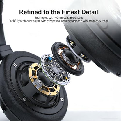 Wireless Bluetooth Over-Ear Headphones with Microphone, 24H Playtime, Bluetooth 5.3, Comfortable and Foldable Design, Over Ear Lightweight Headset for Sports, Travel, Home, Office (Beige) - color: Beige A