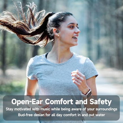 Bone Conduction Headphones, Open Ear Running Headphones Bluetooth 5.4, IP68 Waterproof Wireless Sports Headsets with Mic & 32 GB MP3 Memory for Swimming, Hiking, Gym, Dark Gray - color: Dark gray