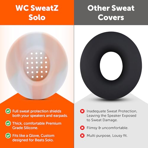 WC SweatZ Solo - Patented Earpad Sweat Covers for Beats Solo 4 & 3, Made by Wicked Cushions | Sweatproof & Machine Washable | Pink Marble - color: Pink Marble