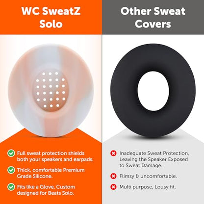 WC SweatZ Solo - Patented Earpad Sweat Covers for Beats Solo 4 & 3, Made by Wicked Cushions | Sweatproof & Machine Washable | Pink Marble - color: Pink Marble