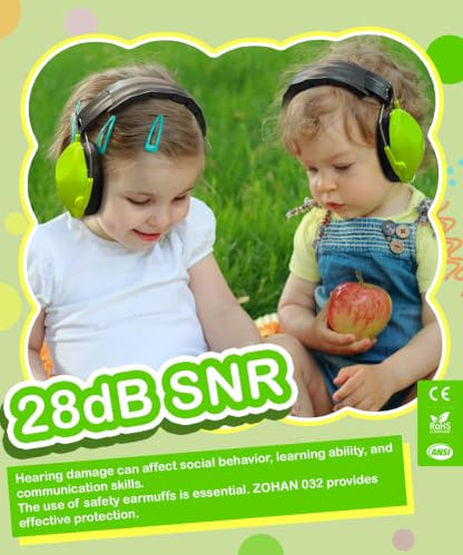 ZOHAN Kids Noise Cancelling Headphones - 25dB NRR Kids Ear Protection 2 Pack, Hearing Protection Safety Ear Muffs for School Monster Truck Fireworks Travel Studying Concerts Autism, Blue and Green - color: Blue+green