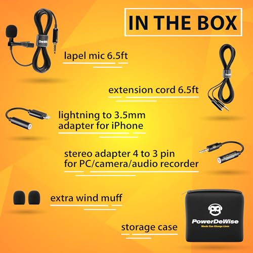 Professional Grade Lavalier Microphone with Adapter Compatible with iPhone - Lapel Microphone for iPhone X 11 12 13 14 Pro - iPhone Compatible External Microphone - iPhone XR, XS, XS Max Video Mic - style: SIngle Wired