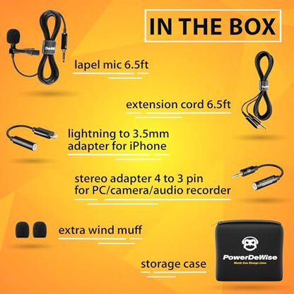 Professional Grade Lavalier Microphone with Adapter Compatible with iPhone - Lapel Microphone for iPhone X 11 12 13 14 Pro - iPhone Compatible External Microphone - iPhone XR, XS, XS Max Video Mic - style: SIngle Wired