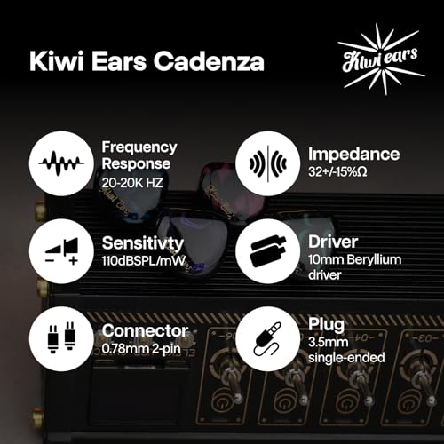Linsoul Kiwi Ears Cadenza 10mm Beryllium Dynamic Driver IEMs, Red | with 3D-Printed Shell, Audiophile Sound Balance, Detachable 0.78 2pin 3.5mm IEM Cable for Music Enthusiasts Musicians - color: Red