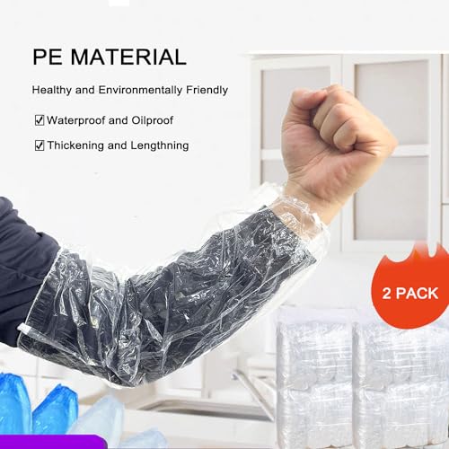 Disposable Oversleeves Covers, 200PCS Plastic Arm Sleeves Covers for Painting Repairing Cleaning Tattooing - Clear - color: Transparent