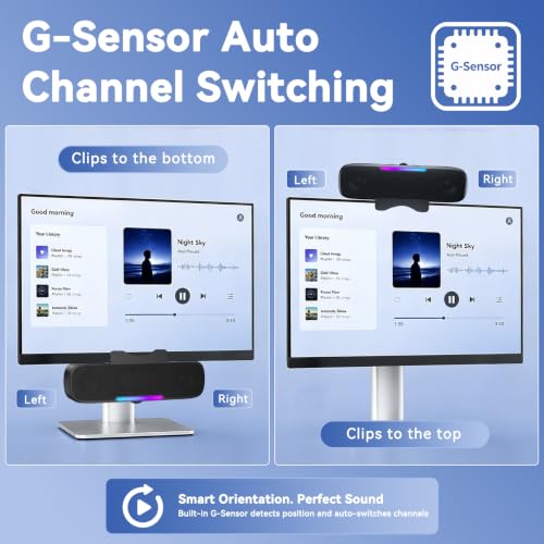 OHAYO Computer Speakers for Desktop PC Monitor, USB Plug-in, G-Sensor
