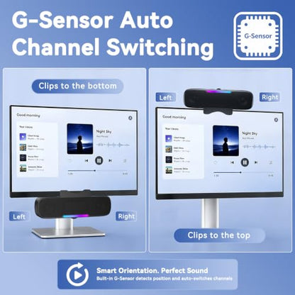 OHAYO Computer Speakers for Desktop PC Monitor, USB Plug-in, G-Sensor