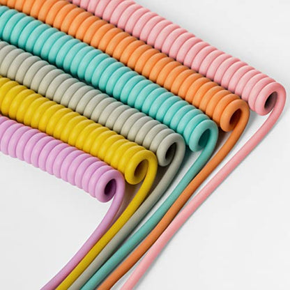 MyVolts Candycord OP-1 / OP-Z Special Audio Cable, Straight mini Jack to Angled mini Jack, Curly 65cm to 90cm, Mint Green Colour - color: Mint Green