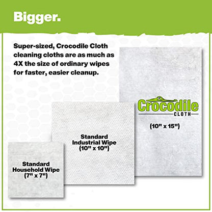 Crocodile Cloth Original Heavy-Duty Hand & Tool Wipes, 50 Count | Multi-Surface, Water-Based, Safe on Skin, 15" x 10" - size: 50 Count (Pack of 1)