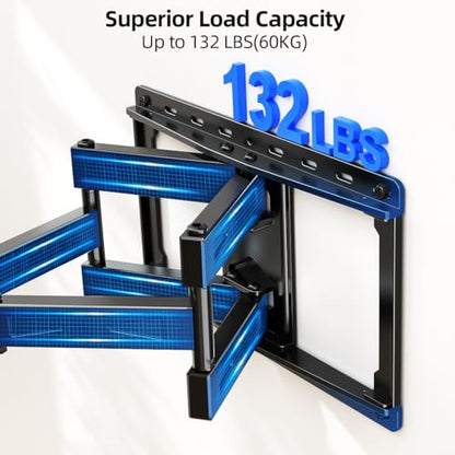 HOME VISION Full Motion TV Mount with Soundbar Bracket, 32-85" TVs, 132 lbs | ±65° Swivel & Tilt, Dual Articulating Arms, Soundbar Moves with TV, Fits 8"/12"/16" Studs,VESA 600x400 - size: 32-85" FM w/5745