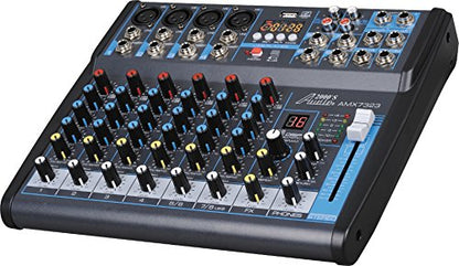 Audio2000'S AMX7323 Professional Eight-Channel Audio Mixer with USB Interface, Bluetooth, and DSP Sound Effects - style: 8-Channel Mixer with Bluetooth & Sound Effect