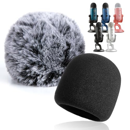 YOUSHARES 2PCS Blue Yeti Pop Filter for Blue Yeti Microphone, Yeti Foam Windscreen with Dead Cat Blue Yeti Mic Cover for Yeti Mic and Blue Yeti Pro USB Microphone