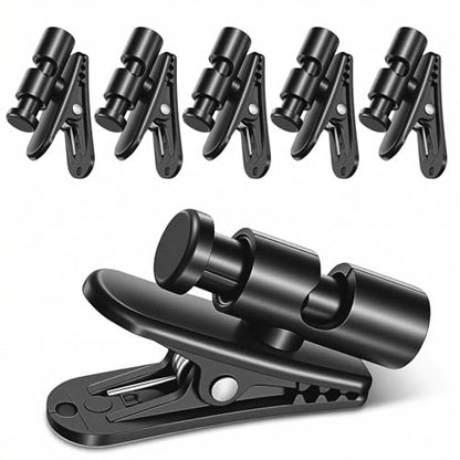 6 Pack Headphone Wire Clips, Rotatable Wire Clips Cable Cord Clamp Hooks Collar Clothing Clip Earphone Winder Earbud Cable Clip Clamp Hooks to Keep Microphone Cord for 2-4mmDiameter Round
