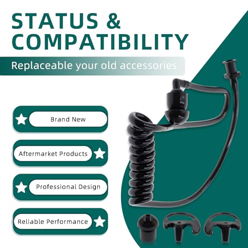 AUTOKYA Pair Black Accoustic Ear Tube Black Medium Earmold for Police Radio Earpiece
