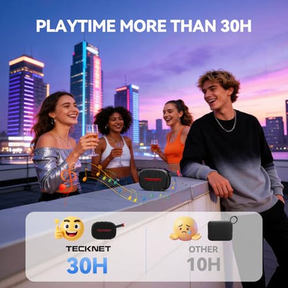 TECKNET Portable Bluetooth Speaker, IP67 Waterproof Speaker with Stereo Sound, Up to 30H Playtime, Magnetic Design, BT 5.4, TWS Pairing Small Bluetooth Speaker for Home/Party/Outdoor/Travel - color: Black