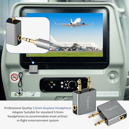 1/8" 1/8 Inch Airplane Flight Headphone Adapter 2Pack, Dual 3.5mm Male to 3.5mm Female Airplane Headphones Jack Aux Audio Converter Connector (Aluminum Shell) for in-Flight Entertainment Systems - style: 2 Pack