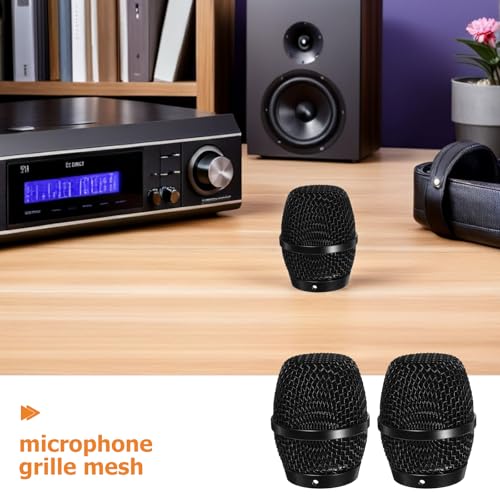 2pcs Microphone Ball Head: Mesh Grill Replacement Head Mic Replacement Parts Compatible with ER-33 E-9 00U-6 Inner Diameter 35mm/1.38 inch Black