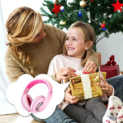 rockpapa Comfort+ Kids Headphones with Microphone, Boys Girls Student Over-Ear Headphones Wired Foldable for School Classroom Laptop PC Computer Tablet Pink - color: Hot Pink