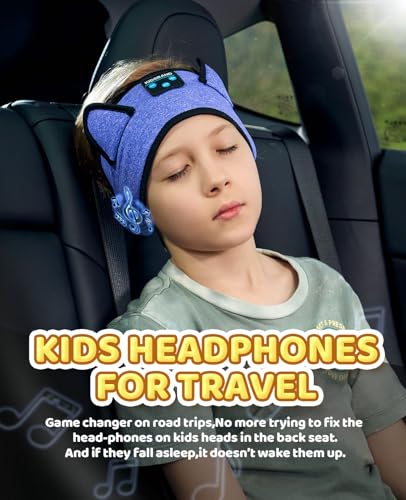 KIDSBAND Kids Headphones, Bluetooth Headphones for Kids with Adjustable Headband, 3.5 MM Jack for School, Foldable On-Ear Headset for Girls Boys Children, Kindle Tablet Cellphones Airplane Travel - color: DarkBlue