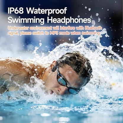 esonstyle Swimming Headphones Underwater - IP68 Waterproof | Bone Conduction Headphones Bluetooth 6.0,Bone Conduction Earbuds with 8G MP3 for Swimming Running Cycling Sports - color: Black