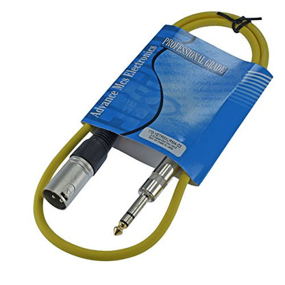 1/4" TRS to 3 Pin XLR Male Pro Audio Patch Cable Balanced and Shielded (3 Foot Feet ft Long, Yellow) - color: Yellow, size: 3 ft long