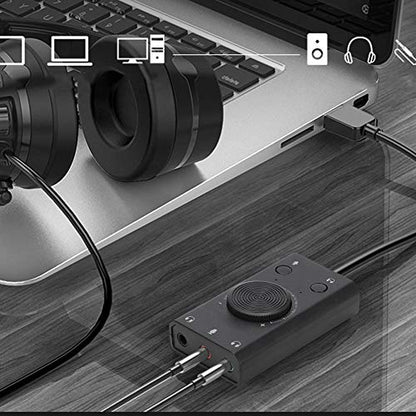 External Sound Card, USB Audio Adapter External Stereo Sound Card with 3.5mm Headphone and Microphone Jack, USB Multifunction Drive- Sound Card with Indicator
