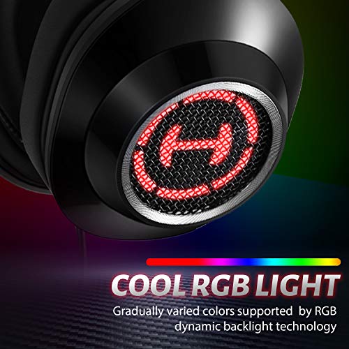 Edifier G2II Gaming Headset for PC PS4 USB Wired Gaming Headphones with 7.1 Surround Sound with Noise Canceling Microphone and RGB Light 50mm Driver Compatible with Mac Desktop PC Black - color: B_ED-G2 II