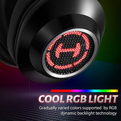 Edifier G2II Gaming Headset for PC PS4 USB Wired Gaming Headphones with 7.1 Surround Sound with Noise Canceling Microphone and RGB Light 50mm Driver Compatible with Mac Desktop PC Black - color: B_ED-G2 II