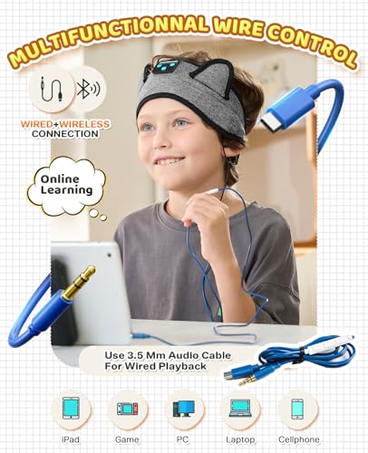 Kids Headphones, Bluetooth Headband Earphones for Children,Baby,Toddlers.Kids Headband Headphones for Home,Plane & Car Travel Accessories with Wired Playback 3.5 MM Jack, Wireless & Wired Palyback - color: CrystalPurple
