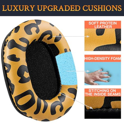 SOULWIT Earpads Replacement for Audio Technica ATH M50X M50XBT M50RD M40X M30X M20X MSR7 SX1 Monitor Headphones, Ear Pads Cushions with Softer Protein Leather, High-Density Foam - Tiger Stripe - color: Tiger Stripe