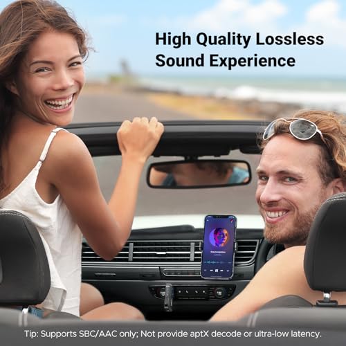UGREEN Bluetooth 5.4 Car Adapter, Hands-Free Call & Noise Cancelling AUX to Bluetooth Adapter for Car, 3.5mm Audio Blue-Tooth Receiver for Cars Stereo Home Speaker - 15H Battery Life - color: Black