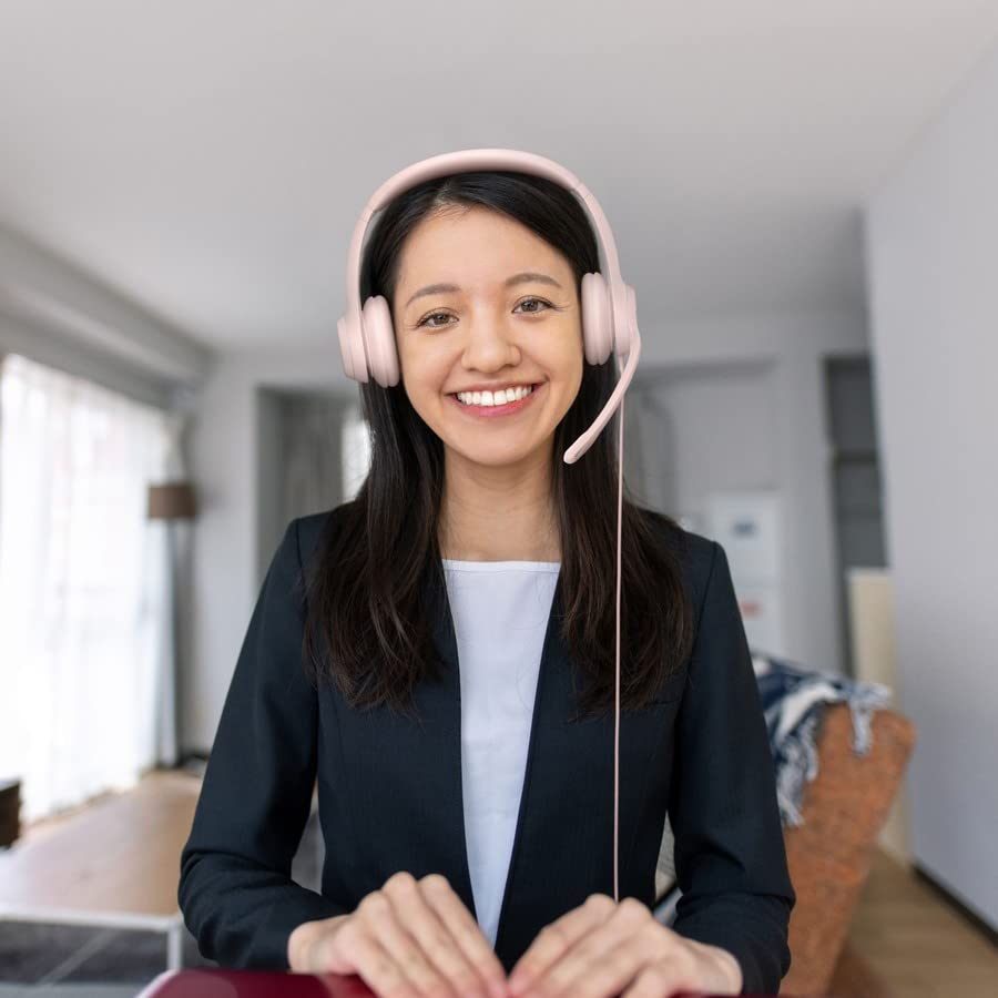 Logitech H390 Wired Headset for PC/Laptop, Stereo Headphones with Noise Cancelling Microphone, USB-A, in-Line Controls for Video Meetings, Music, Gaming and Beyond - Rose (Renewed)