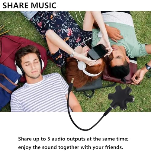 5-Jack Audio Headphone Jack Splitter 5 Way for 3.5mm Devices Multi Earphone Aux Splitter Adaptor 5 Ports Female Connector Adapter (5 Packs) - size: 5 packs