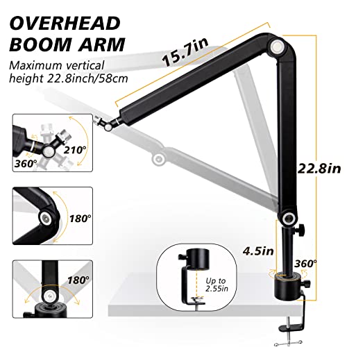 SUNMON Boom Arm for Blue Yeti, Microphone Stand with Extension Tube | Mic Arm Universal Heavy-Duty, Height-Adjustable - color: 𝙈𝙞𝙘𝙧𝙤𝙥𝙝𝙤𝙣𝙚 𝘽𝙤𝙤𝙢 𝘼𝙧𝙢