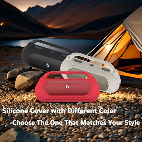 Silicone Cover Case Compatible with Beats Pill 2024 Bluetooth Speaker | Accessories for Beats Pill Speaker Protective Case with Handle, Shockproof and Anti-Scratch Cover (Black) - color: Black