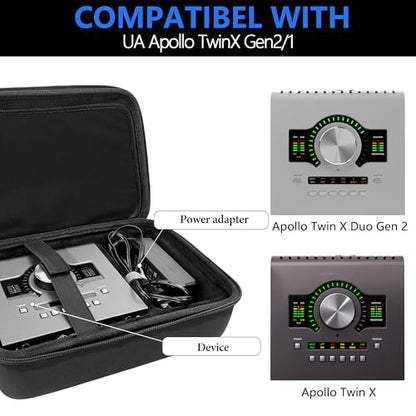 Musiin Audio Interface Case Compatible with Apollo Twin X DUO Gen 2 QUAD | Equipped with Comfort Handle and Adjustable Shoulder Strap Carrying, Suitable for Traveling(Black)