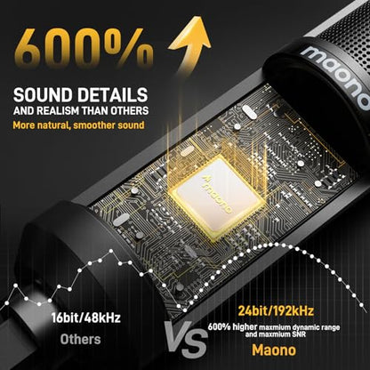 MAONO USB Condenser PC Microphone for Record Podcast Stream Singing Vocal