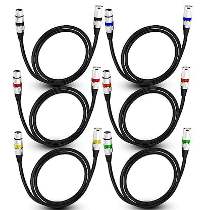 XLR Cables 3ft 6 Pack, XLR Male to Female Microphone Cable - size: 3 feet-6pack