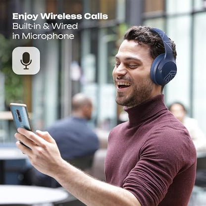 PowerLocus Bluetooth Headphones Over Ear, 50H Playtime with 4 EQ Modes Wireless Headphones with Microphone, HiFi Stereo Deep Bass, Soft Ear Cups, Foldable Lightweight Headset for Travel/Office/Workout - color: Blue