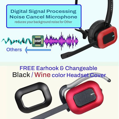 INNOTALK - Desk Phone Wireless Headset with RJ9 Adapter, 12-Hour Talk Time Handsfree Phone Headset, Office Phone Headset for Desk Phone, 300 Ft. Long Range Wireless Headset, W780