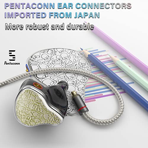 BASN Bmaster5 in Ear Monitor Headphone,1DD+4BA 5 Driver Musician IEM Earbud | 10mm DLC Diaphragm, Pentaconn Connector OFC Cable, Aluminum Case, Noise Isolation IEM for Drummer Audiophile (Starlight Gold) - color: Starlight Gold