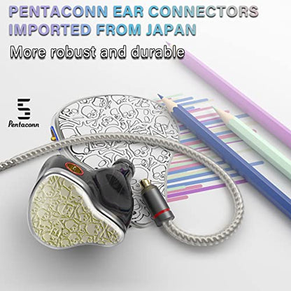 BASN Bmaster5 in Ear Monitor Headphone,1DD+4BA 5 Driver Musician IEM Earbud | 10mm DLC Diaphragm, Pentaconn Connector OFC Cable, Aluminum Case, Noise Isolation IEM for Drummer Audiophile (Starlight Gold) - color: Starlight Gold