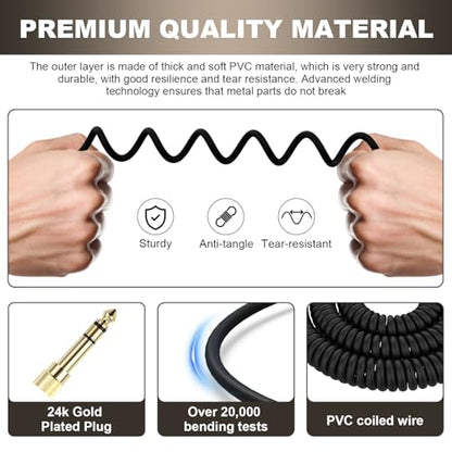 Zosvoses HD599 Replacement Cable Compatible with Sennheiser HD599, HD598, HD579, HD569, HD558, HD518 Headphones, Coiled Headphone Extension Cable with 6.35mm Adapter, 5-10ft